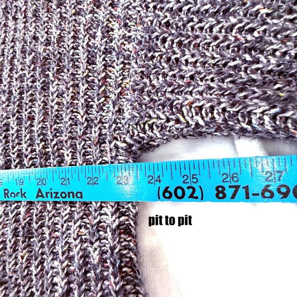 Aerie Womens Sweater Gray Purple M Fisherman Oversized Chunky Marled Knit Cozy - Picture 5 of 6